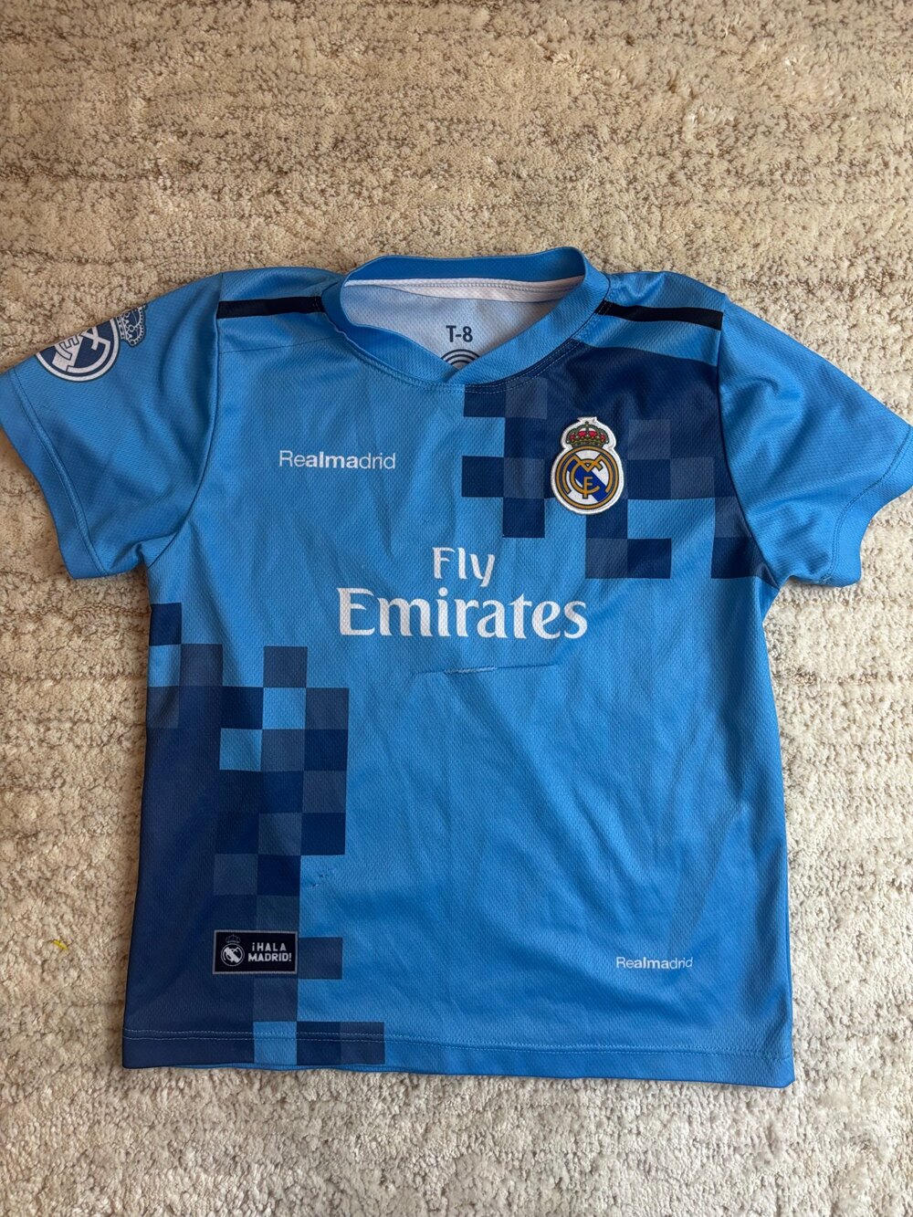 Real Madrid Ronaldo 7 Fly Emirates Soccer Jersey Blue T-8